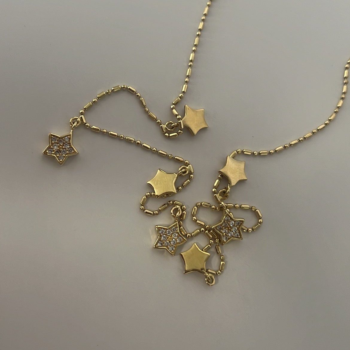 14k solid yellow gold star necklace