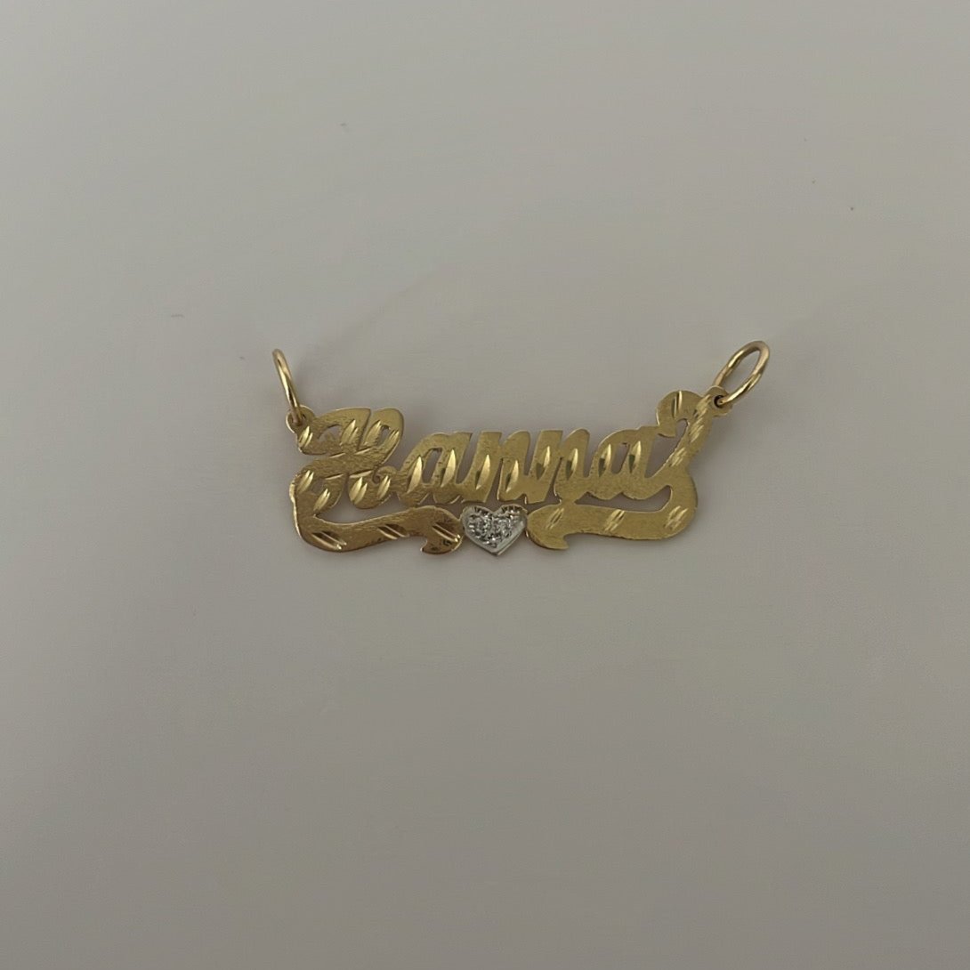 14k solid gold vintage Hanna nameplate