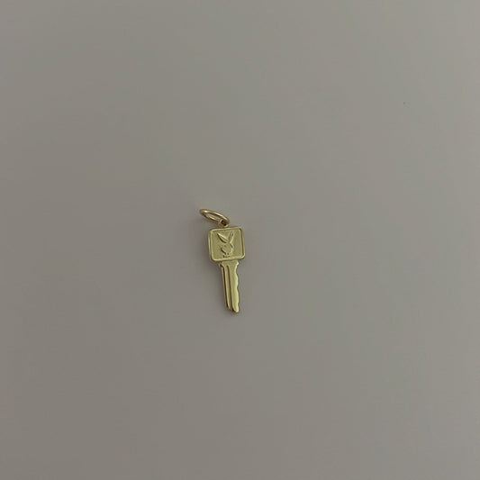 14k solid gold key charm