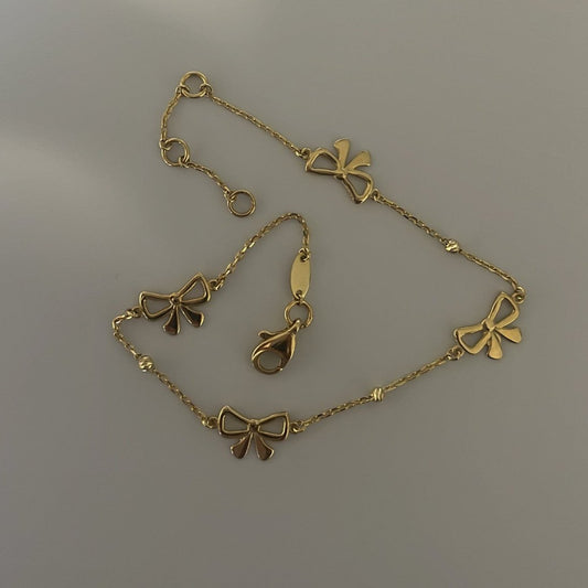 10k solid gold bow bracelet