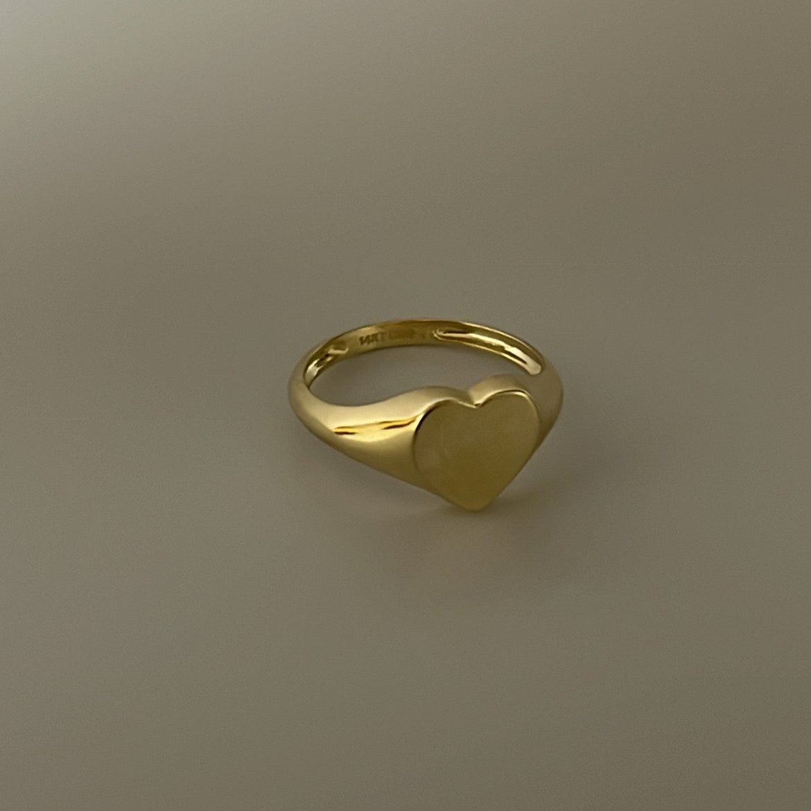 14k solid gold signet  heart ring