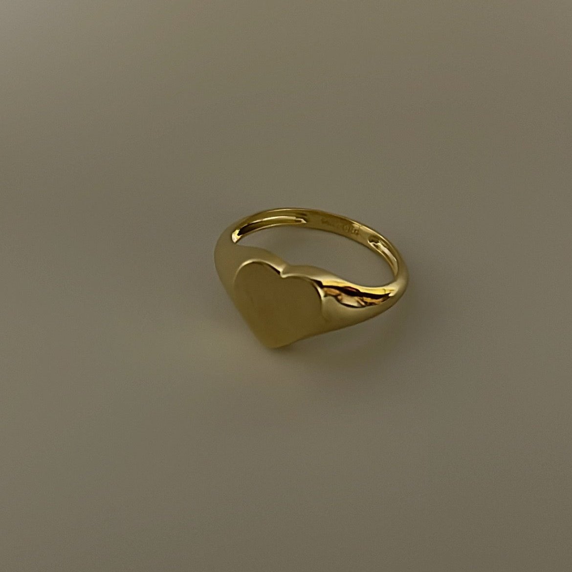 14k solid gold signet  heart ring