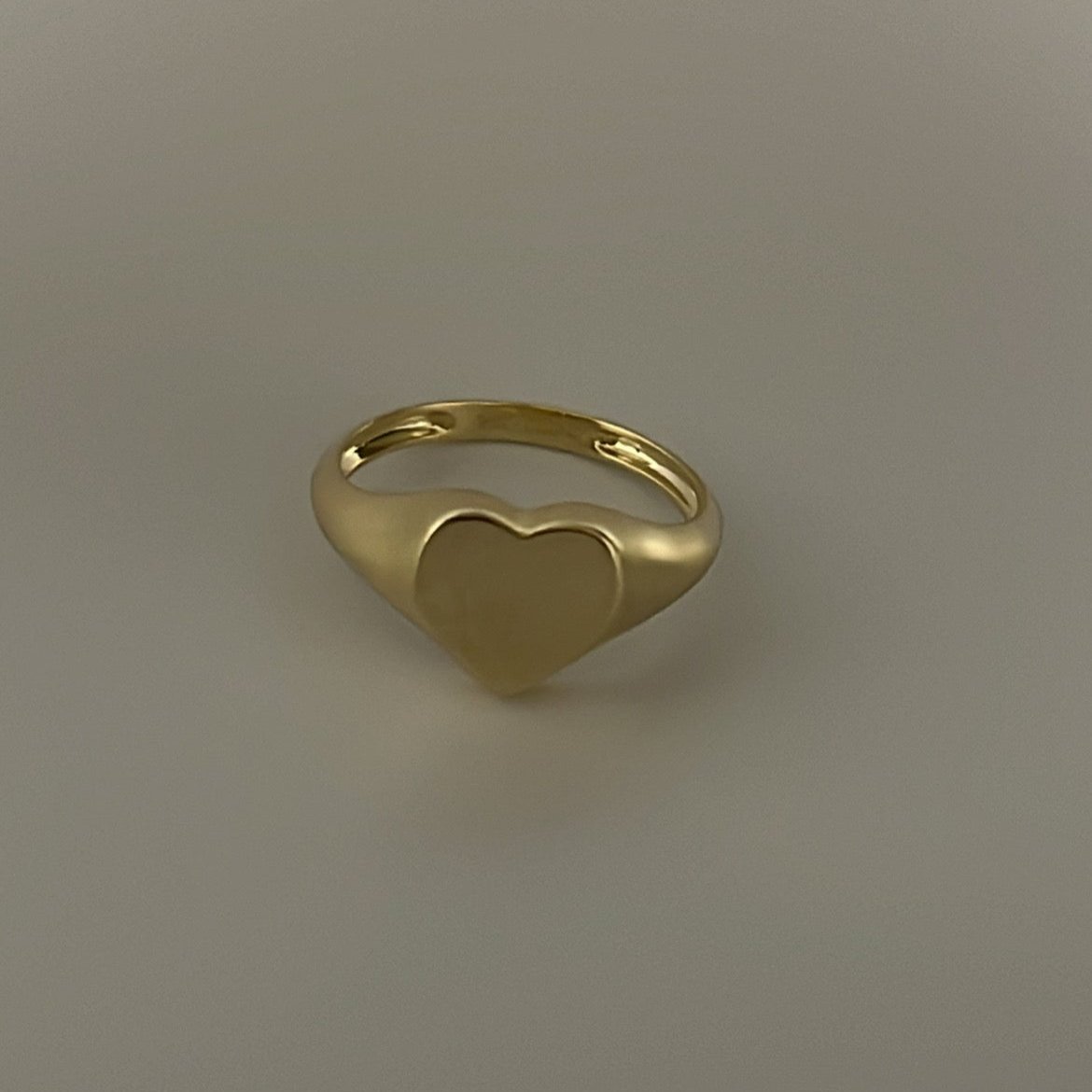 14k solid gold signet  heart ring