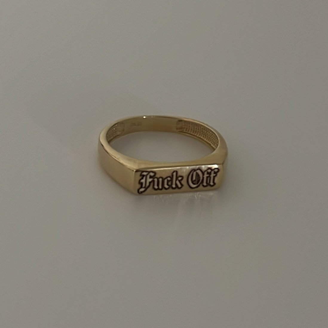 14k solid gold F*ck Off ring