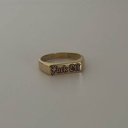 14k solid gold F*ck Off ring