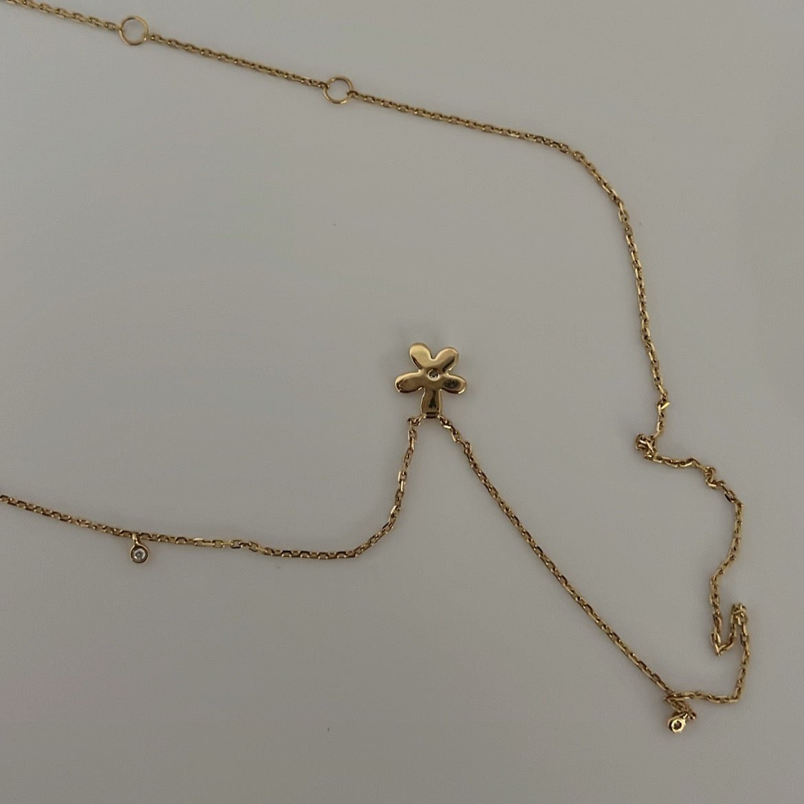 14k solid gold enamel flower necklace