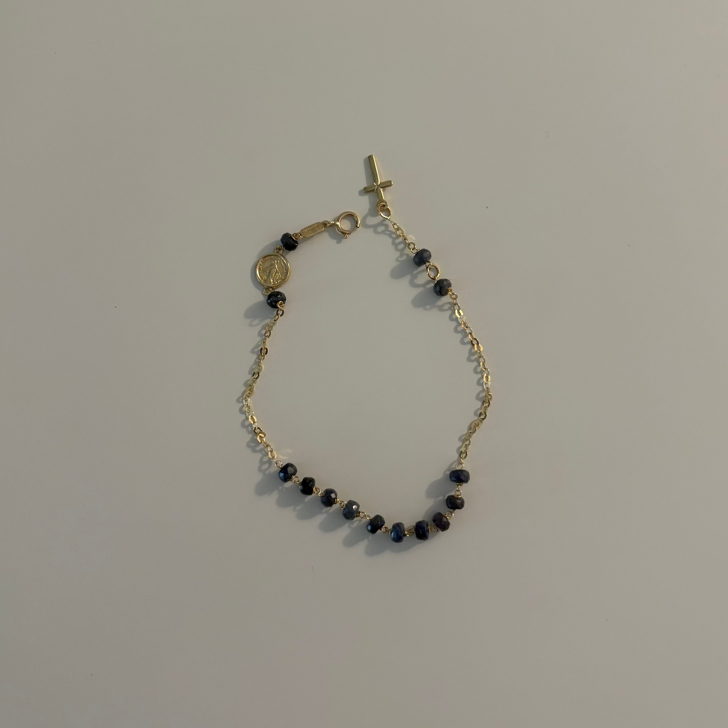 14K Gold Italian Blue Sapphire Rosary Bracelet | Luisiana by Maggini