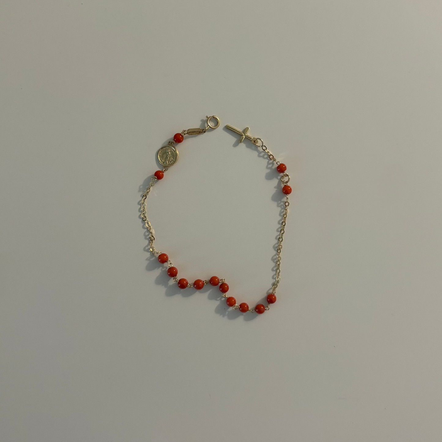 14K Gold Italian Coral Rosary Bracelet | Luisiana by Maggini