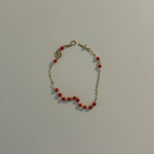 14K Gold Italian Coral Rosary Bracelet | Luisiana by Maggini