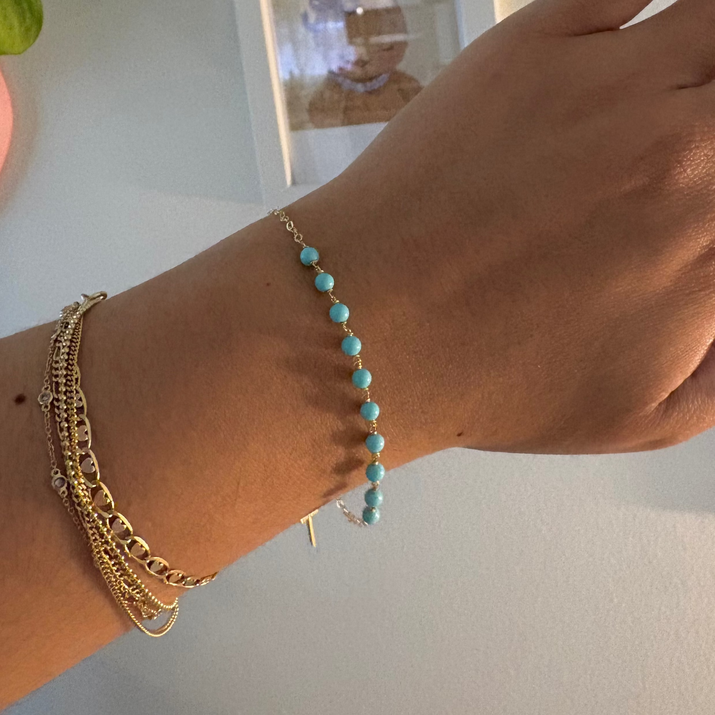 14K Gold Italian Turquoise Rosary Bracelet | Luisiana by Maggini