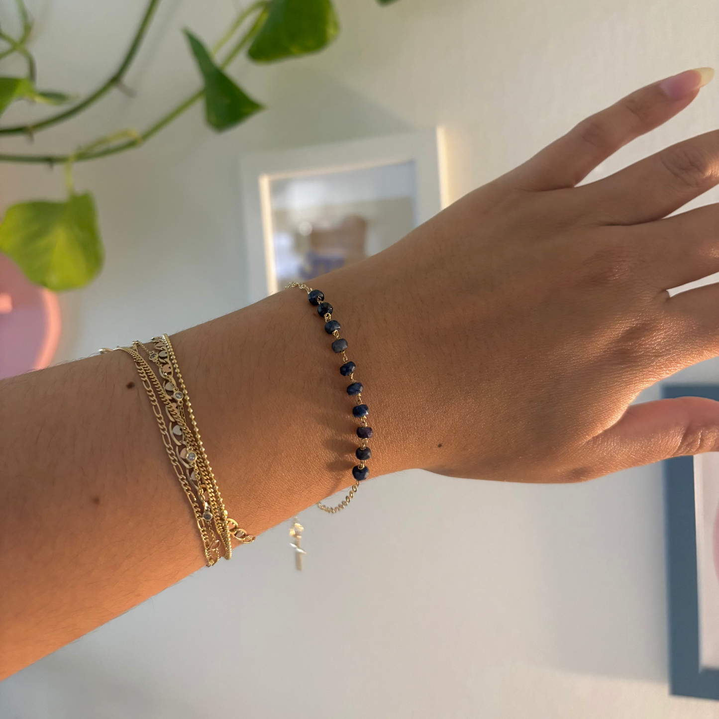 14K Gold Italian Blue Sapphire Rosary Bracelet | Luisiana by Maggini