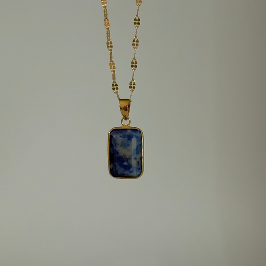 14K Gold Framed Lapis Lazuli & Jade Charms