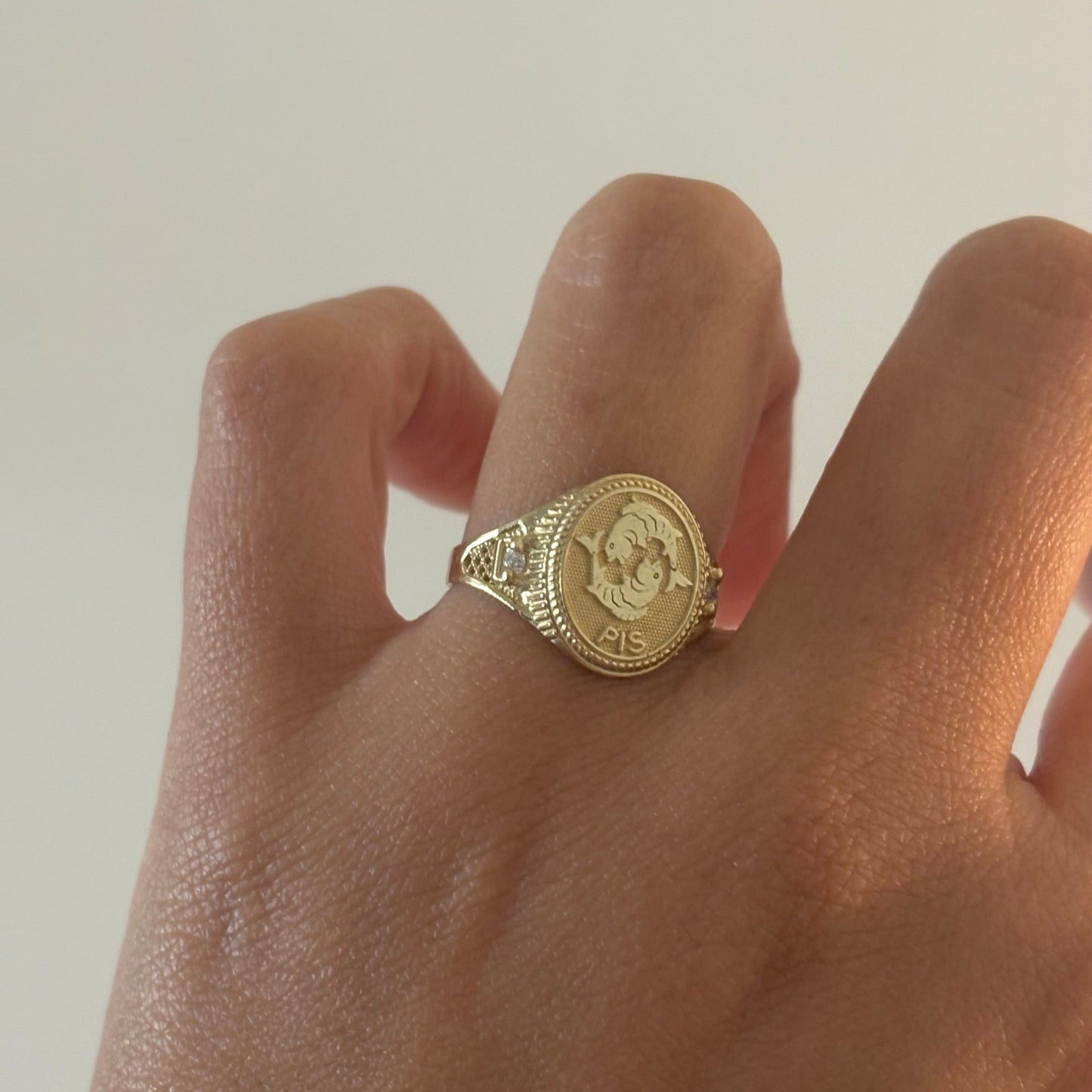 10K Yellow Gold Zodiac Signet Rings with CZ Accents – Scorpio, Sagittarius, Leo, Pisces, Cancer, Virgo, Gemini, Taurus