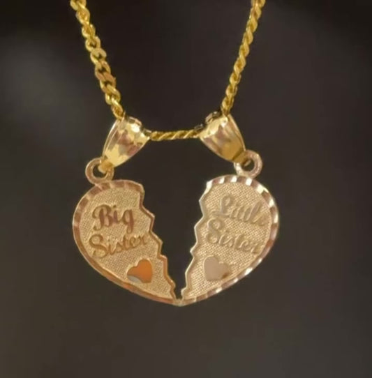 14k solid gold big sis lil sis