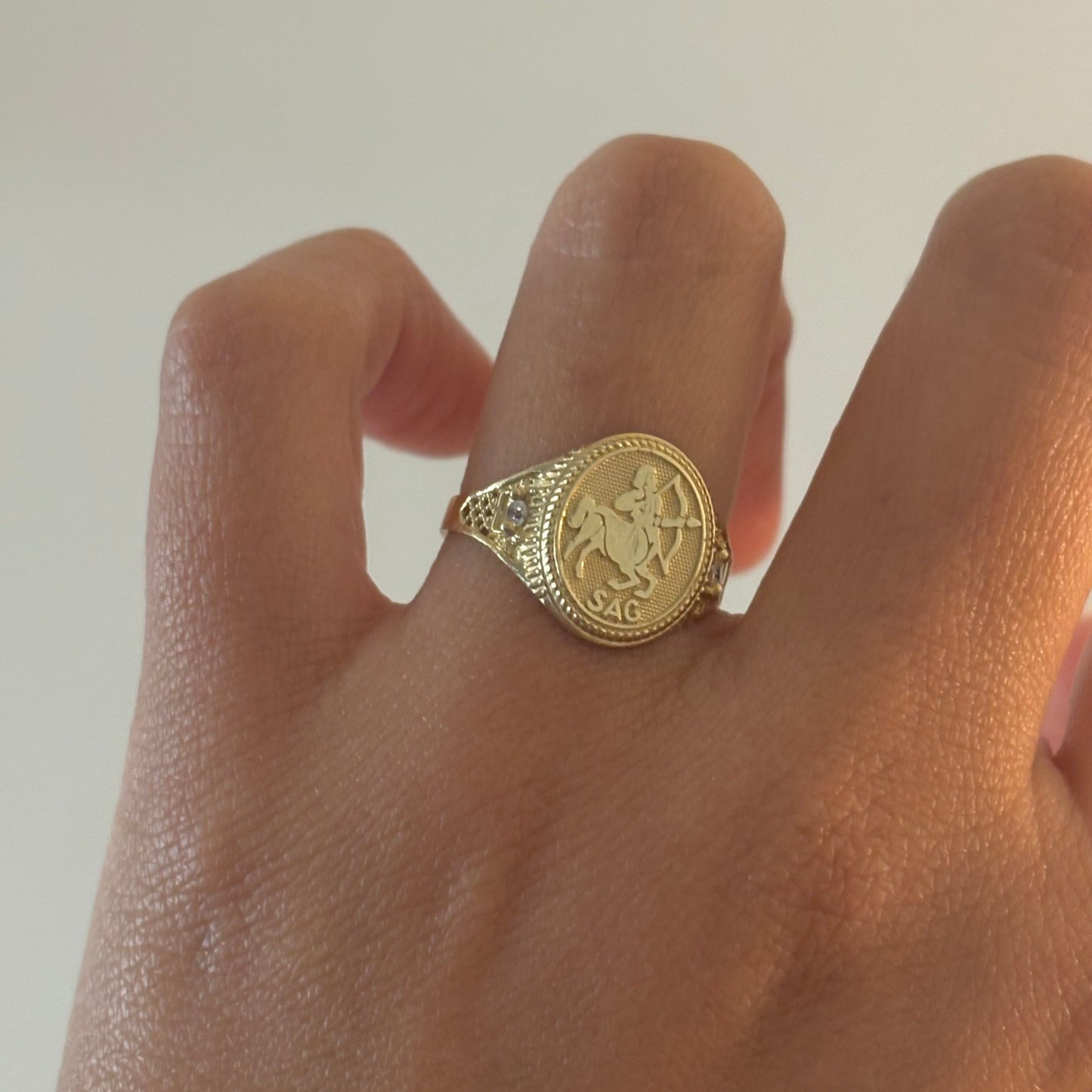 10K Yellow Gold Zodiac Signet Rings with CZ Accents – Scorpio, Sagittarius, Leo, Pisces, Cancer, Virgo, Gemini, Taurus