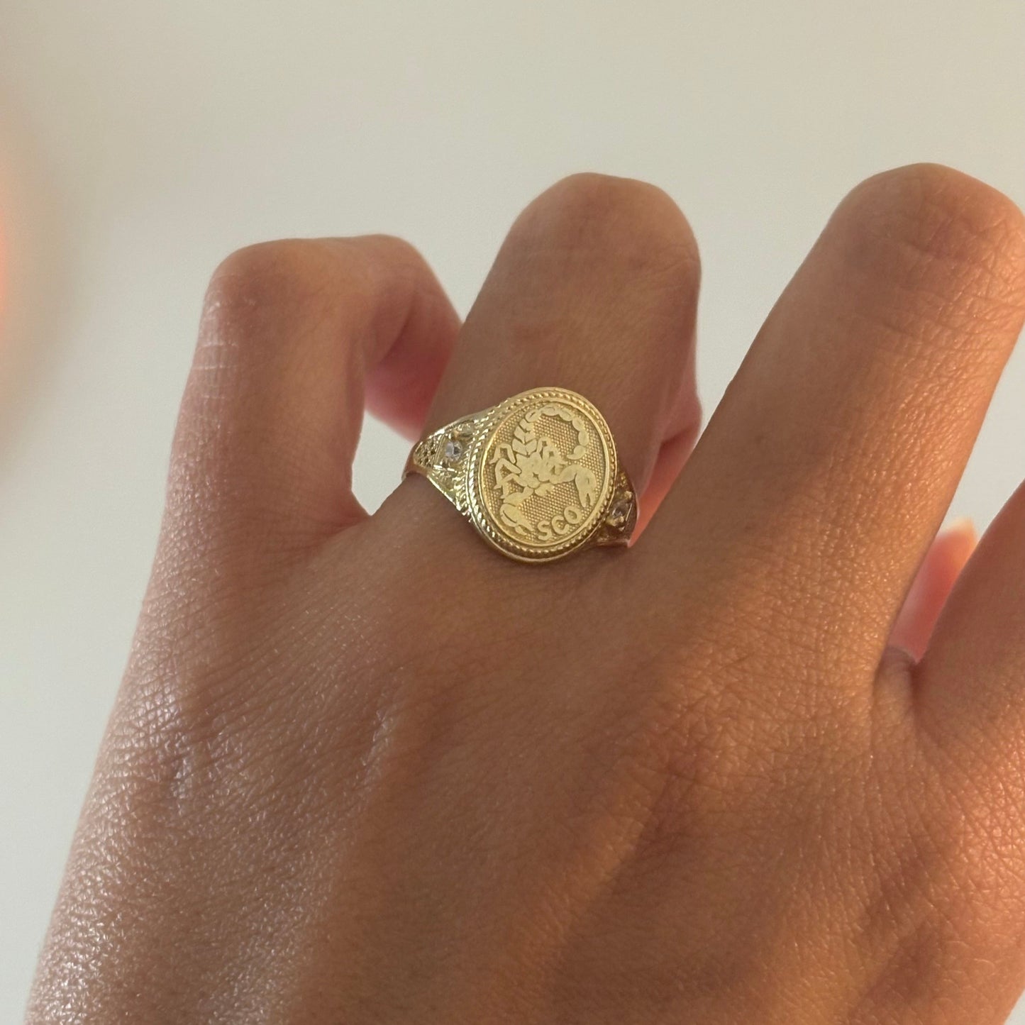 10K Yellow Gold Zodiac Signet Rings with CZ Accents – Scorpio, Sagittarius, Leo, Pisces, Cancer, Virgo, Gemini, Taurus